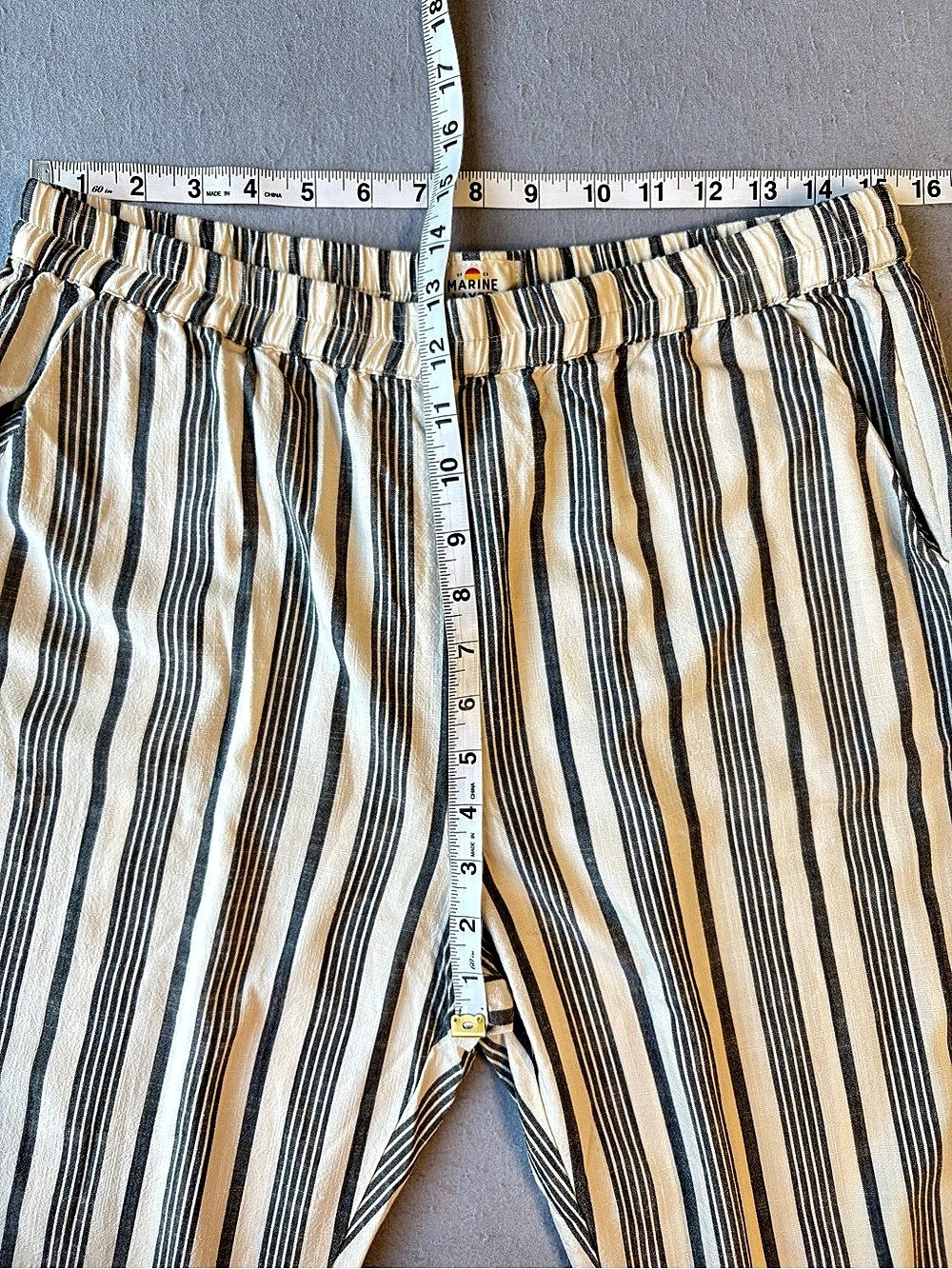 Marine Layer Allison Pant Blue Cream Striped Lightweight Straight Leg Pants Sz L - Picture 6 of 9